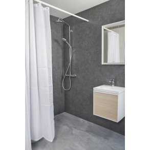 Profil2001 Flad skinne 8x25mm. 180cm lige, komplet / hvid