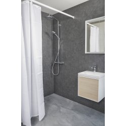 Profil 5001 Flad skinne 15x33mm. 180cm lige, komplet - Hvid