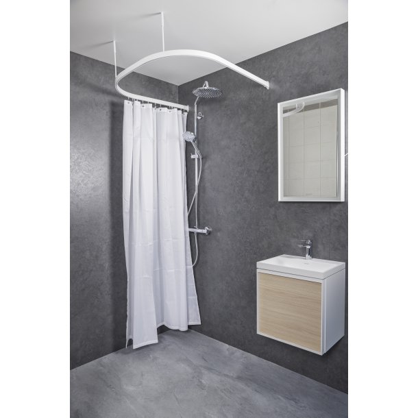 Profil 5001 Flad skinne 15x33mm U:90x90x90cm incl. 2stk. loftst�tter - Hvid