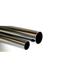 Flangestang 200cm m.2 dybe flanger og 12 gardinringe. Krom