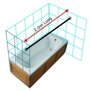 Forhngstang rustfrit stl 200cm med 2 vgflanger. 