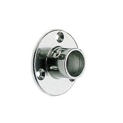 Flangestang 200cm m.2 dybe flanger og 12 gardinringe. Krom