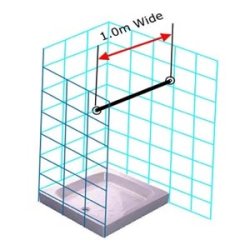 Flangestang 200cm m.2 dybe flanger og 12 gardinringe. Krom