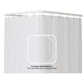 360 Profil2001 FladSkinne 8x25mm, kvadratisk 90x90cm m.4 beslag. Hvid